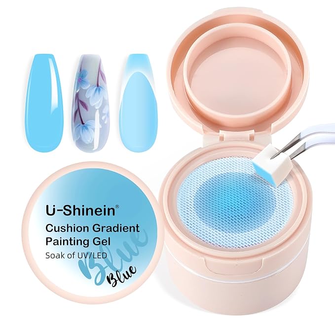 Cushion Gradient Painting Gel, Ombre Nails Aura Nails Full Coverage Precise Control of Each Dip Matte Effect Non-Wip Long Lasting French Manicure Soak Off UV LED DIY Nail Art (05)