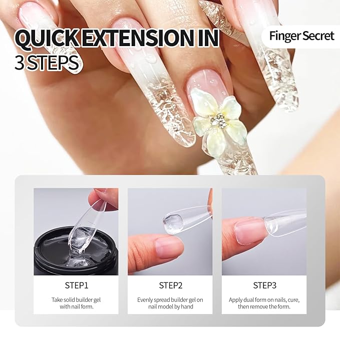 3D Gel Nail Art Kit-Pearl White Solid Builder Gel for Nails 3D Sculpting Carving Building Modeling Hard Extension for Beginner DIY Salon at Home Cured Needed