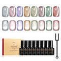 ROSALIND Cat Eye Gel Nail Polish, 8 Color Jelly Gel Polish with Magnet Stick Magnetic Cateye Translucent Effect Sheer Glitter Collection Manicure Gifts for Women