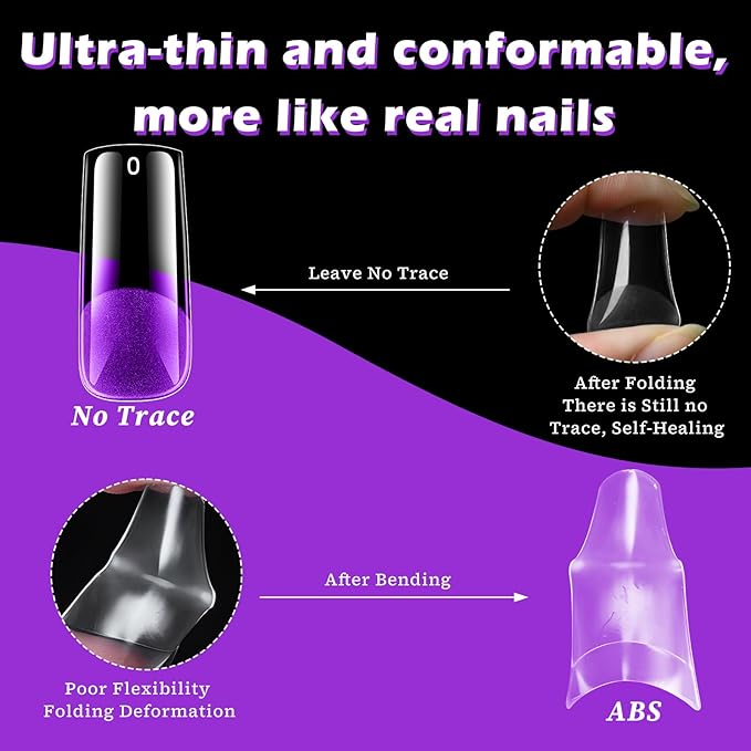LoveOurHome 360pc Long Square Nail Tips Clear Fake Nails Square Gel Nail Tips Full Cover Acrylic Nails Clear Press on Nails Long False Nail 15 Sizes Fingernails for Gel Nail Extension