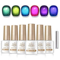 Born Pretty Spring Summer Cat Magnetic Eye Gel Nail Polish Shimmer Glitter Crystal Jelly Emerald Green Sea Blue Bright Pink Translucent Magnetic Gel Polish Soak Off Nail Gels for Women