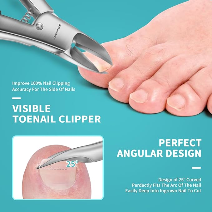 Toenail Clippers for Ingrown & Thick Toenails - Idea Stocking Stuffers Gift for Men & Dad, Heavy Duty Toe Nail Clippers with Sharp Blades & Long Handle, Professional Pedicure Tool Easy Deep in Nails