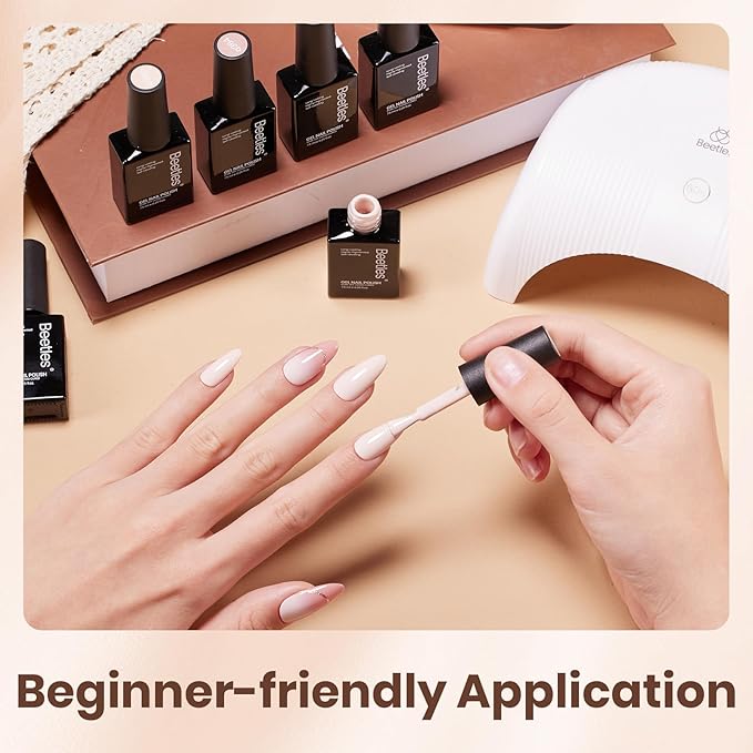 beetles Nude Gel Polish Set - Skin Tones Collection Nude Brown Neutral Polish 6 Colors Gel, Polka Dot Nails Design Soak off Uv Led Lamp Needed Manicure Diy Home