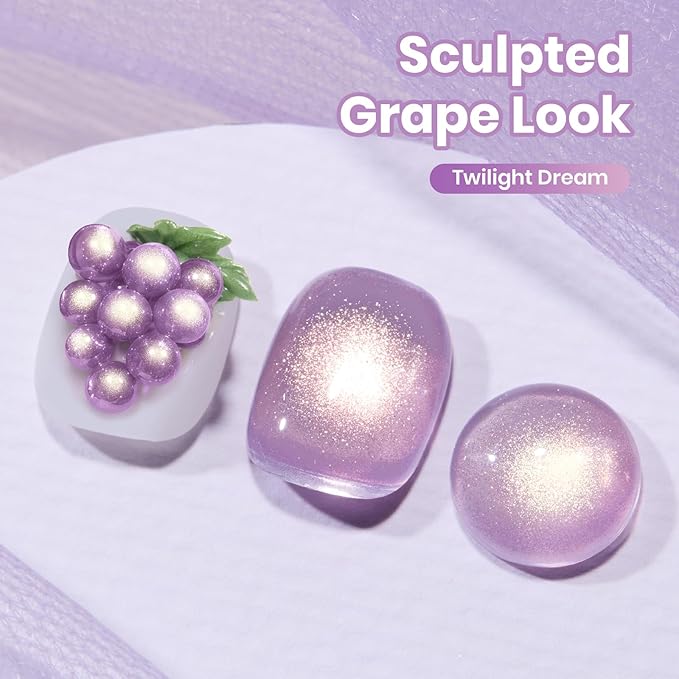 Beetles Twilight Dream Purple Cat Eye Gel Nail Polish - 15ML Glitter Purple Cat Eye Spring Gel Polish Magnetic Shimmer Effect Soak Off UV Nail Art Design Salon DIY Manicure Gift for Women