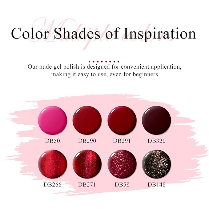 MTSSII Red Gel Nail Polish Set - 8 Colors Bloody Mary Collection Popular Shimmer Red Burgundy Gel Polish Kit Nail Art Design DIY Salon Home Gifts