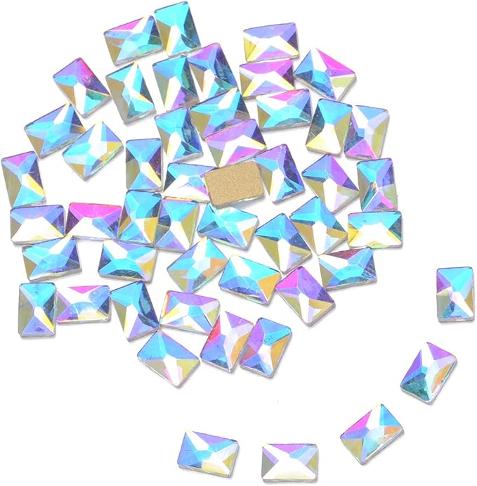 AD Beads Top Czech AB Crystal Flatback Rhinestone Nail Art Decoration Multi Shape (S16 Cosmic 4x6mm, 100 Pcs)