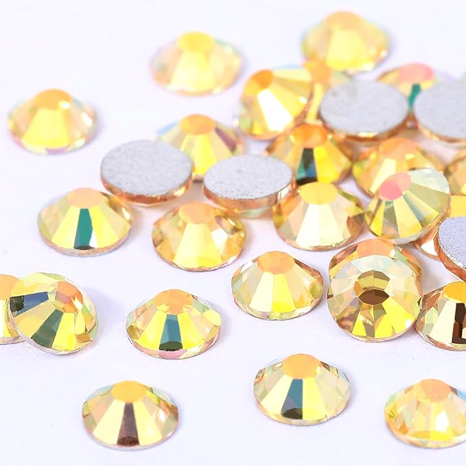 Novani Rhinestones 3000Pcs Flatback Crystal Round Loose Gemstones Glass Rhinestones for Crafts Makeup Nail Art Clothes Shoes DIY Decorations(SS8, 2.3-2.5mm,MetalSunlight)