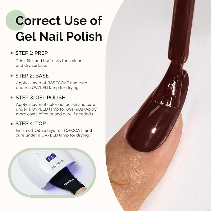 MelodySusie Hema Free Gel Nail Polish, 0.5 Fl Oz Thick Red Brown Gel Polish, Non Toxic, Long Lasting, Soak Off UV Nail Polish, Manicure Nail Design Salon DIY Nail Art at Home 077