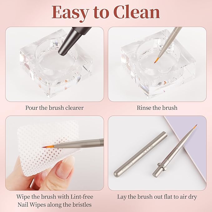 BQAN 1Pcs Nail Art Brushes Universal Nail Brush for Flower, Petal & Painting Design Gel Polish Nails Art Pen With Metal Handle Salon DIY Tools at Home
