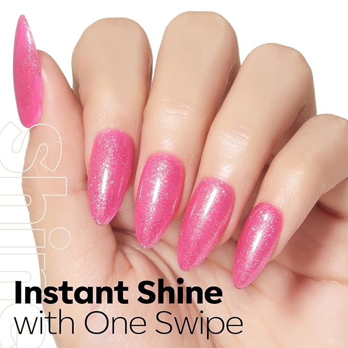 modelones Glitter Rosy Pink Gel Nail Polish PGlitter Gel Nail Polish Soak-Off UV Gel Polish - 28+ Days Long-Lasting Salon-Quality Nail Art DIY Manicure & Gift 15ML