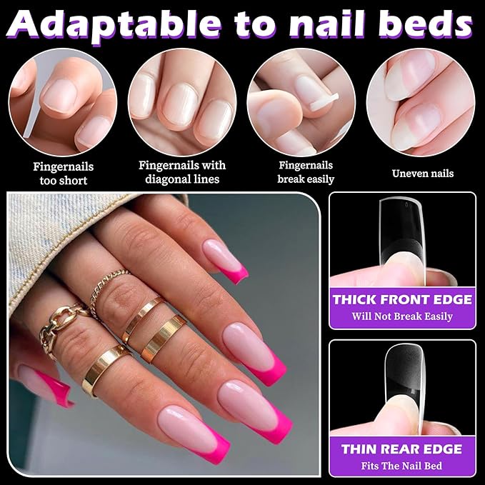 LoveOurHome 600pc Medium Square Nail Tips Clear Fake Nails Square Gel Nail Tips Full Cover Acrylic Nails Clear Press on Nails Medium False Nail 15 Sizes Fingernails for Gel Nail Extension