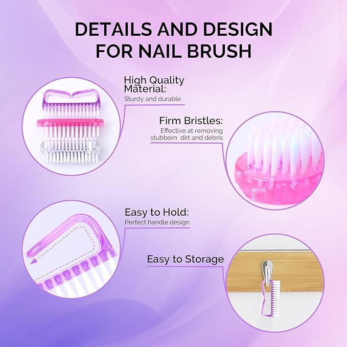 Melodysusie All in One Nail Brush Set, 3 Pack Nail Brushes for Cleaning Fingernails, Nail Dust Brush and Cleaner Scrubbing Set Manicure Pedicure Tools for Men and Women