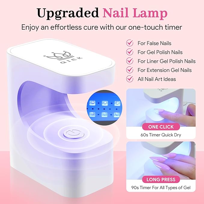 Medium Square Pre-Building Nail Tips Kit, 15 Sizes 240 PCS Pre-shaped Apex Clear Thick Extensions Tip Soft Half Matte Press On Fake Nails Glue Gel Nail Lamp for DIY Beginners & Salon Manicure