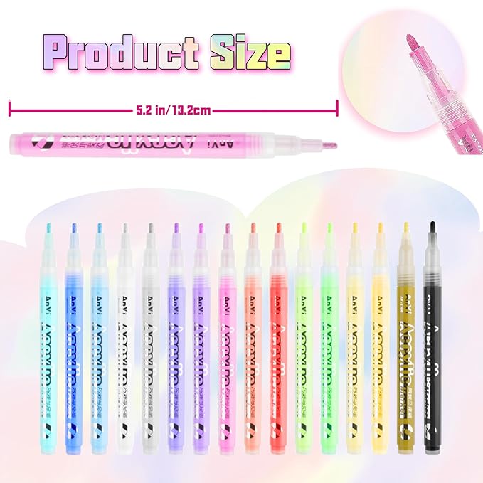16 Colors Nail Art Pen Set, Nail Art Markers for DIY Nail Drawing, Dotting, and Striping, Manicure Design Tools for Salon and Home Use