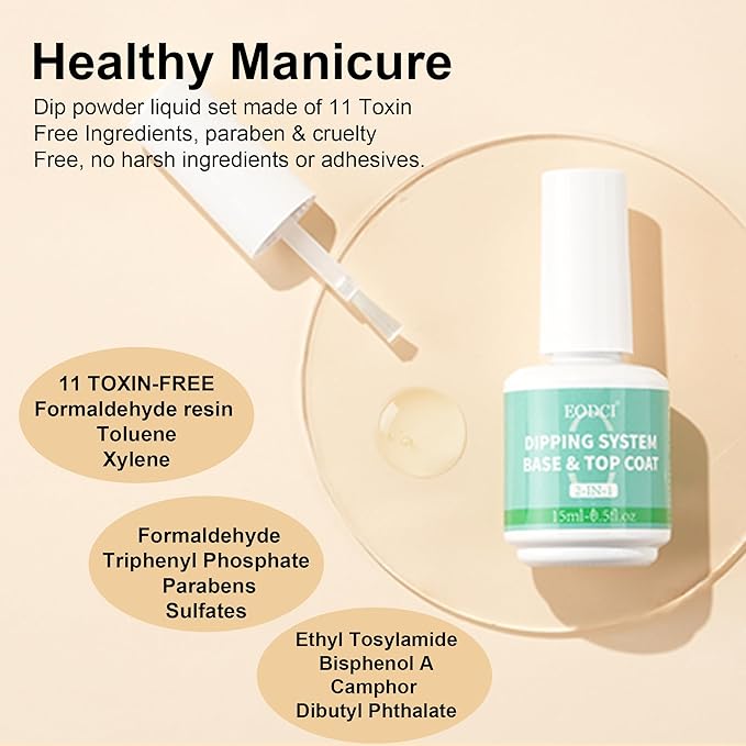 2 in 1 Dip Powder Nail Kit - 15ml/0.5oz Bottle Dipping Powder System with Base & Top Coat, Activator, No Lamp Cured, Fast Dry, Good for Salons & Beginners