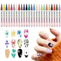24 Colors Nail Art Pens Set, 3D 0.5MM Nail Polish Pens, DIY Nail Markers, Quick Drying Long Lasting Paint Graffiti Point Dotting Liner Pen Tools for Home & Salon