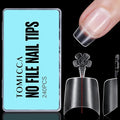 TOMICCA Short Squoval Nail Tips, 240Pcs Acrylic Half Cover Tips, 12 Sizes No C Curve Full Matte Gel Nail Tips, Nail Extension Tips for Beginner and Professional