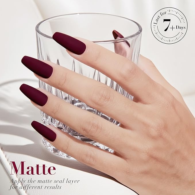 AZUREBEAUTY Dark Red Nail Polish, Quick Dry Strengthening Formula, Natural Nail Treatment, DIY Salon at Home, Women Gifts, 0.34 fl oz