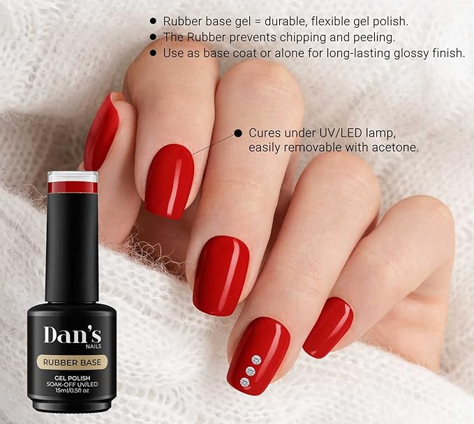 Dan's Chilli Red Rubber Base Gel Coat Set | Soak off UV/LED Lamp For Professional Nail Technician