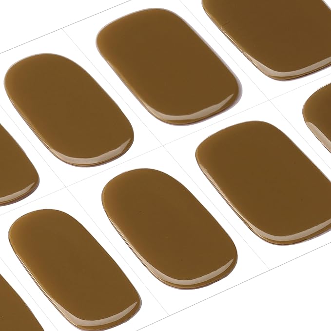 DANNI & TONI Semi Cured Gel Nail Strips Camel Brown (Hazel) Toffee Brown Gel Nail Wraps 28 Stickers
