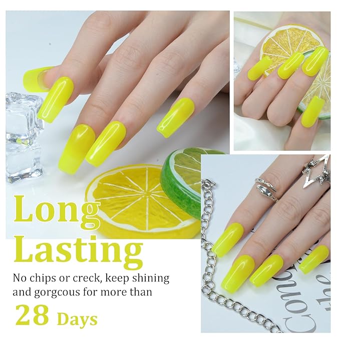 1 Oz/28g Fluorescent Yellow Dip Powder, 1OZ Neutral Nail Dip Powder for Long-lasting 28 Days+ Dip Nail Art French Manicure Nail Starter & Professional Home DIY Salon Use
