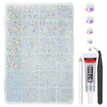 White AB Resin Rhinestones w B7000 Jewelry Glue for Bedazzling Crafting 2mm 3mm 4mm 5mm 6mm Flatback Jelly Stones Diamonds Gems Bedazzler Kit Charms for Nails Face Eyes Makeup Tumblers Crafts
