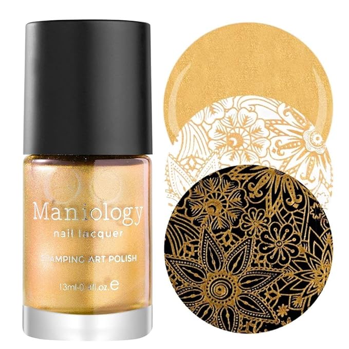 Maniology Essentials Primary Stamping Polish Set | 6-Piece Basic Nail Art Colors Collection (Silver, Gold, Dark Blue, Red, White, Black) – 13ml Bottles for Creative Nail Art Designs & DIY Manicures