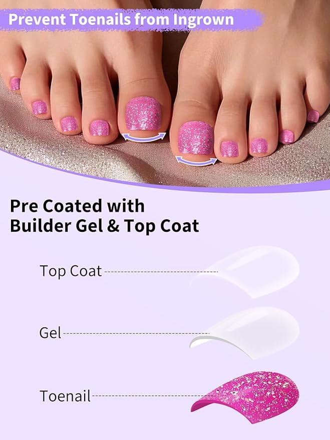 EBANKU Press On Toenails Short, 216 Pcs Square Toe Nail Tips Solid Color False Toenails 18 Sizes Press On Nails Full Cover Nail Tips with Nail Glue for Nails DIY Salon Home