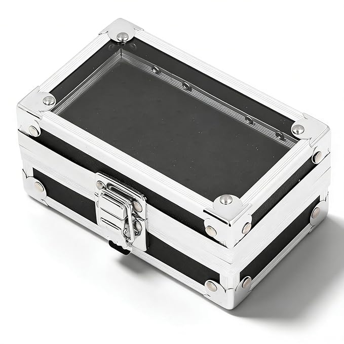 Pomya Nail Drill Bit Holder Storage Box, Multi Hole Nail Drill Bits Stand Displayer with Transparent Cover, Nail Bits Organizers Container (Black)