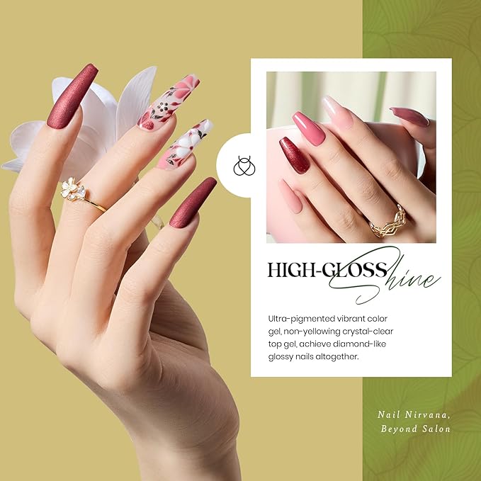 Beetles Brown Gel Polish Set - 20 Colors Nude Gel Nail Polish Shimmer Brown Red Green Blue Glitter with Base&Top Coat Soak off UV DIY Home Manicure Kit for Valentines Gift Set for Women