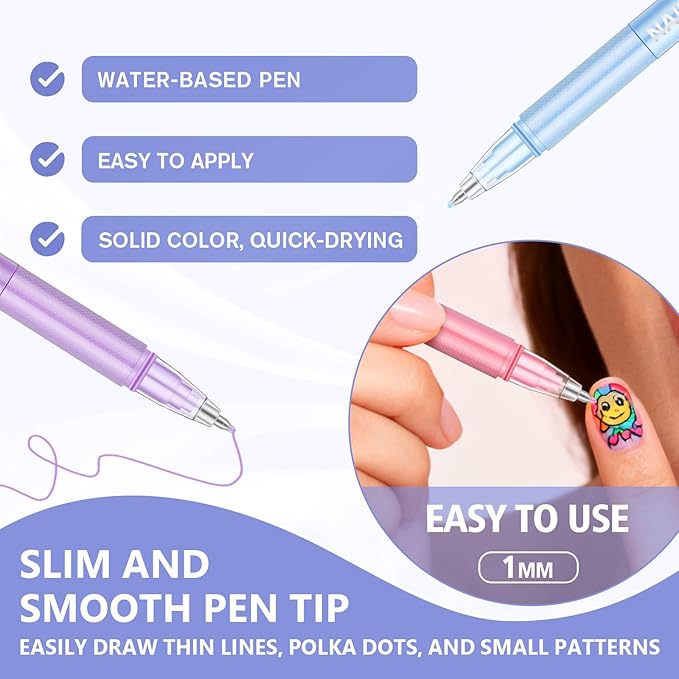 12 Colors Nail Art Pens Set, 2026 New Markers Polish Pen for 3D Nail Art Tools for Dotting Drawing Painting Point Liner DIY 7-14 Days Delivery (3SET)