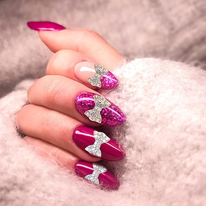 Beaupretty 50Pcs 3D Nail Art Decorations Charm Diamonds Crystal Nail Jewelry Bow Nail Rhinestones Nail Art Supplies Manicure Tools
