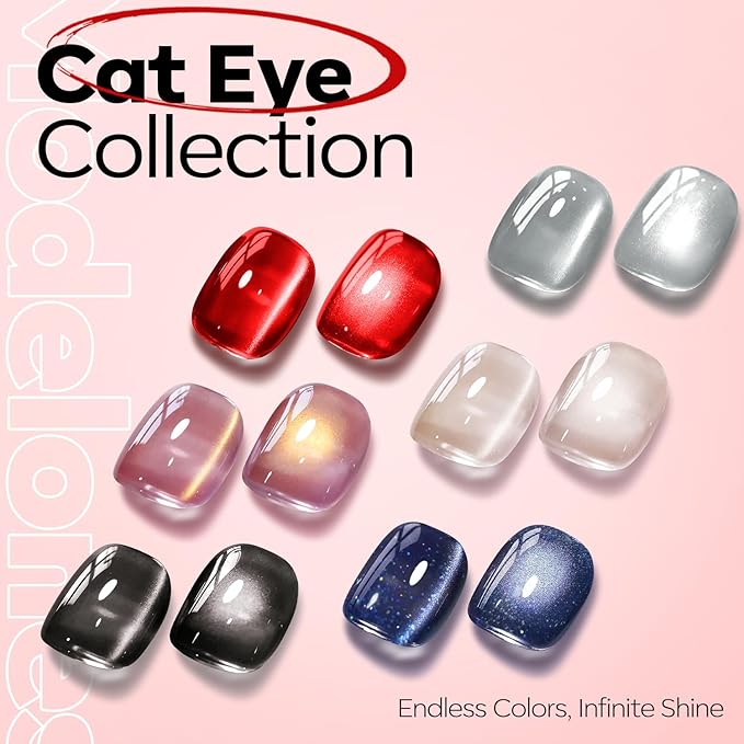 modelones Red Cat Eye Gel Nail Polish Magnetic Glitter Holographic Red Ruby Valentine Gel Polish Reflective Jelly Translucent UV Gel Manicure 15 ML