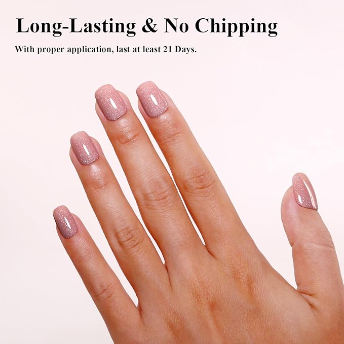 Imtiti Glitter Gel Nail Polish, Nude Iridescent Glitter Gel Polish Soak Off LED U V Shimmer Sparkle Nail Gel Polish DIY Nail Art Starter Manicure Salon Gel Nail Polish Kit for Women Girls 10ML