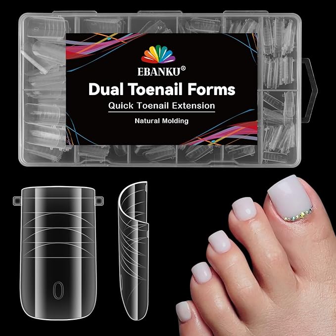 Straight Flat Poly Gel Nail forms for Finger and Toes, EBANKU 240PCS Pre-etched Reusable Square Dual forms Nail Extension for Large Wider Normal Finger &Toe Nail Beds