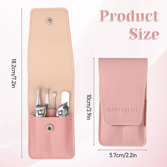 Nail Clipper Set Travel Manicure Kit for Women, 6 Pcs Stainless Steel Nail Kit with Storage Bag Includes Nails Clippers, Nails File, Eyebrow Tweezers, Ear Pick, Christmas Gifts for Women (Pink)