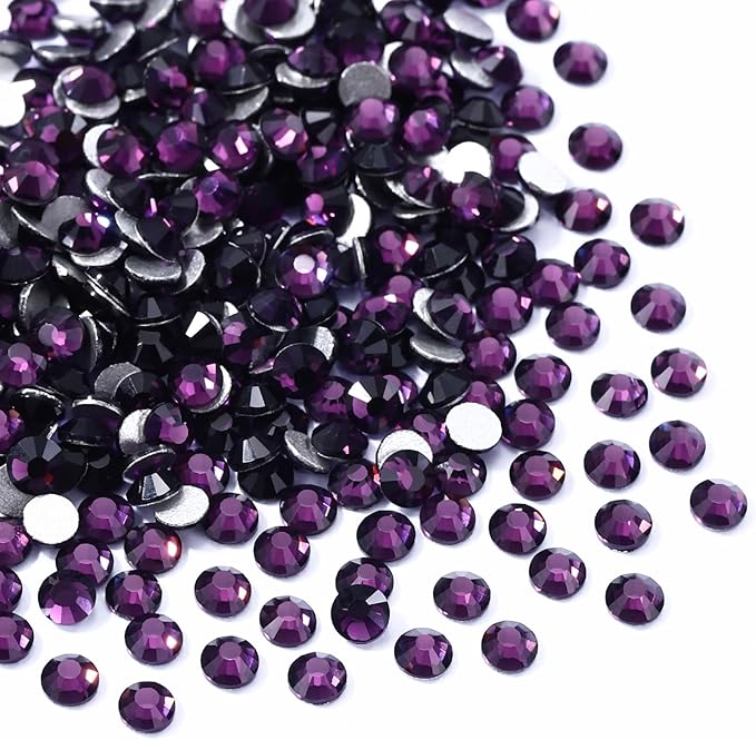 Tanzanite Flatback Rhinestones, Glass Rhinestones for Nail Art and Craft, Glue Fix, Loose Crystal Gemstones(Tanzanite, SS10, 1440pcs, 2.7-2.8mm)