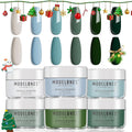 Modelones Acrylic Powder 6 Colors Acrylic Nail Powder Kit Sage Green Mist Blue Light Grey Dark Olive Shades Matcha Avocad 3D Acrylic Nail Art Nail Extension No Nail Lamp Needed