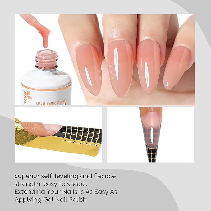 Nicedeco Builder Nail Gel 15ML 8 in 1 Base Gel Clear Polish Strengthener Hard Extension Gel for Nail Art Design-002