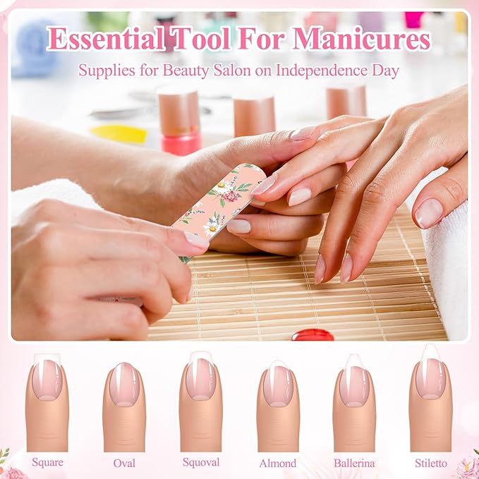 60 Pack Flower Board Nail File for Women Colorful Floral Double Sided Emery Boards Bulk Manicure Tools Party Favors Spring 10 Designs Floral Gifts for Guests Bachelorette Bridal Wedding