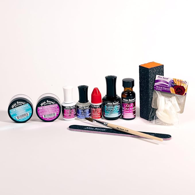 Mia Secret Acrylic Nail Kit/set For beginners - Nails Kit With Pink Acrylic Powder and Clear Acrylic Powder With Everything - Starter Kit de Uñas Acrilicas Mia Secret - Uñas Completo