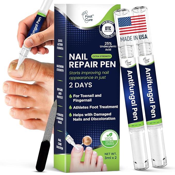 Footcure Antifungal Nail Treatment Pen – Extra Strength Toenail Fungus Treatment, 25% Undecylenic Acid for Toenails & Fingernails, Nail Fungus Repair Pen with Tea Tree & Oregano Oil, Made in USA