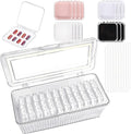 14 Pcs 2.9" Press On Nail Packaging Box, Press on Nail Storage Boxes with 60 Pcs Adhesive Double Sided Tape Artificial False Nail Box Organizer Fake Nail Case Display Clear Nail Packaging Boxes