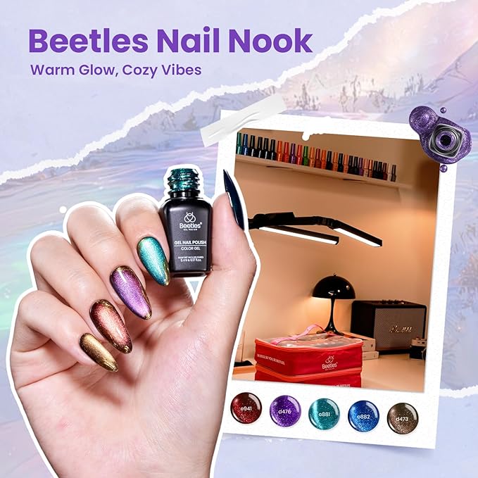 Beetles Nail Nook Gel Nail Polish Set - 119 PCS 100 Colors Gel Polish Kit Base Glossy Matte Glitter Top Coat Glitter Pearl Cat Eye White Red Pink Nude Uv Led Nails Easter Gift for Women