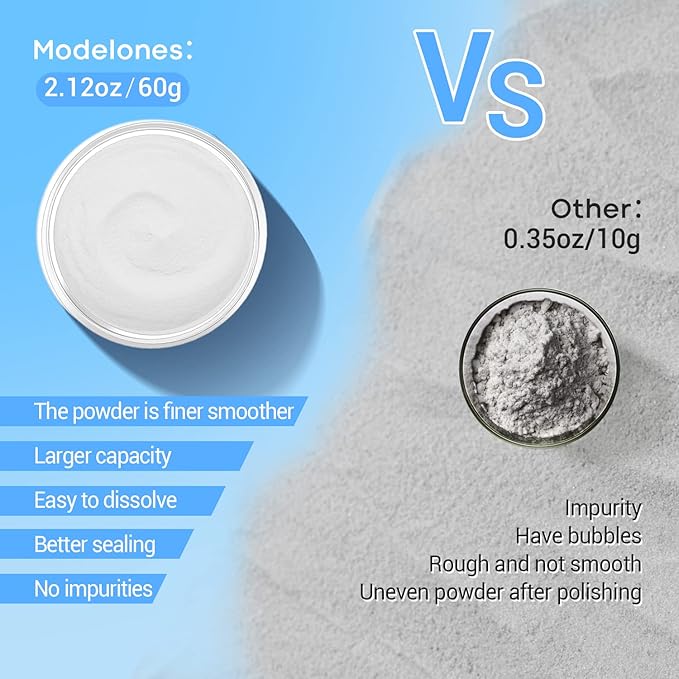 Modelones Acrylic Powder, 2.12oz Transparent Professional Clear Acrylic Nail Powder for Nails Extensiosn French Naisl Art 3D Flowers, Carving, Beginner-Friendly