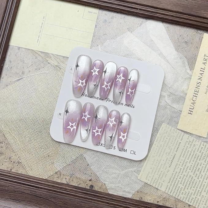 Handmade False Nails Short Press on Nails with 3D Animal Design Colorful Easy Apply Size L