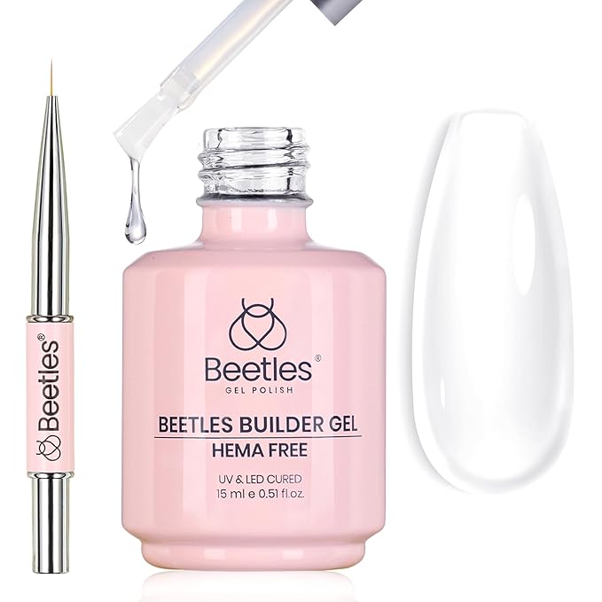 Beetles Builder Gel HEMA-Free-Sheer Breeze 0.5 oz 7 in 1 for Building Apex Strengthening Thickening Extension DIY Salon at Home for Beginner Sensitive Nails,Clear Builder Nails Gel Kit,UV Lamp Needed