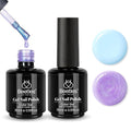 Beetles Gel Nail Polish Set - 2 Colors 15ml Baby Blue Sheer Glitter Purple Soak Off UV Light Blue Gel Polish Set Ethereal Dreams Nail Art Kit DIY Home