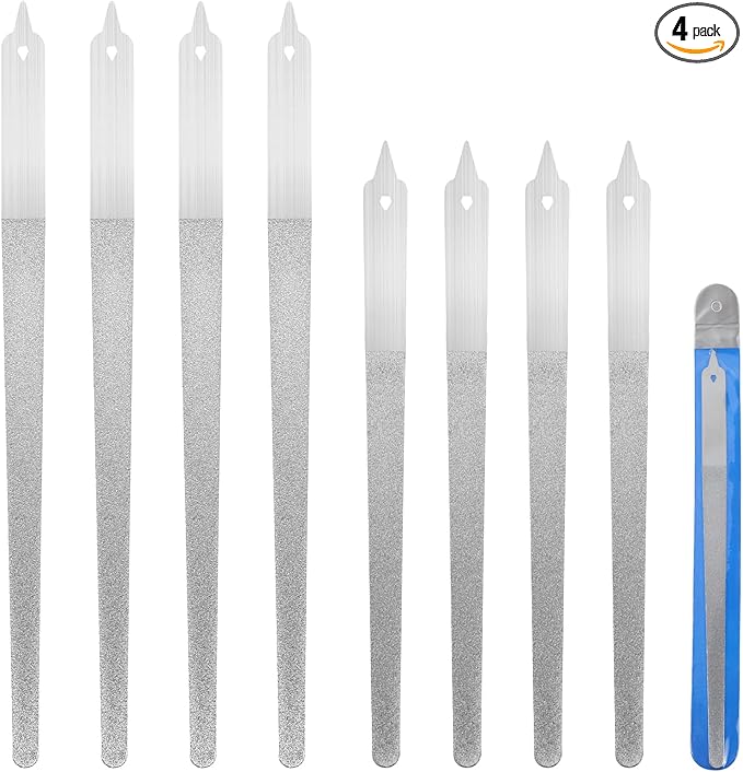 4 Pcs Diamond Deb Nail File Metal Nail File, Stainless Steel Buffers with Sharp Pointed Tip for Natural Nails Double-Sided Manicure Pedicure Toenail Tools for Salon and Home