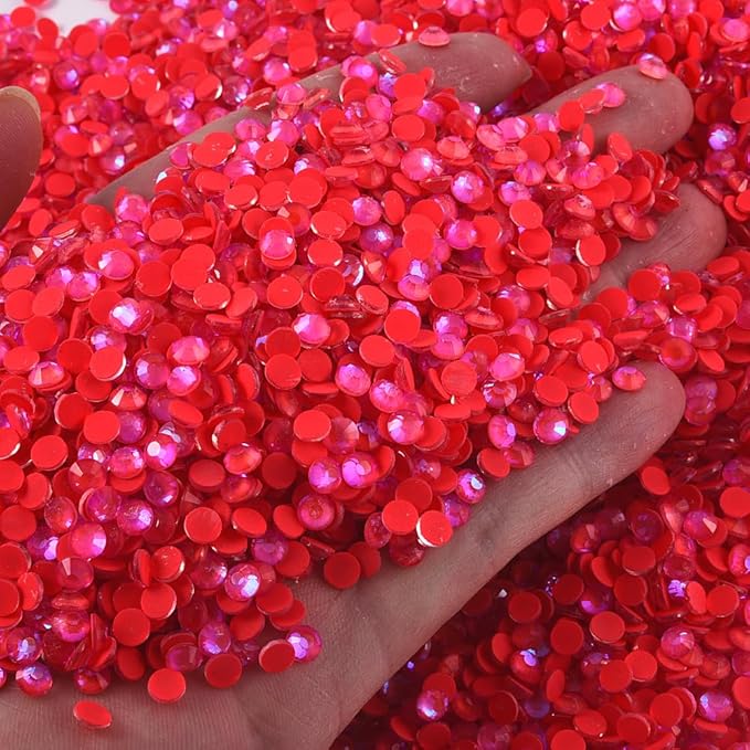 Blinginbox Flatback Rhinestones Round Gems, 1440pcs Luminous Series Glass Stones Neon Gems Non Hotfix Crystal Rhinestones for Nail Charms Crafts Clothes Tumblers,Siam Luminous,SS20.